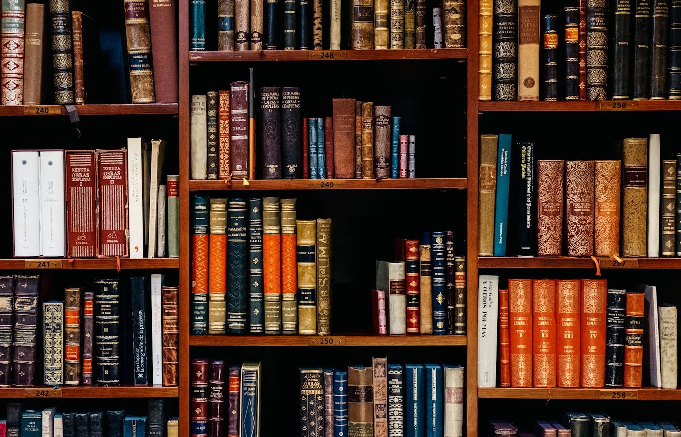 Livros e materiais organizados para pesquisa jurídica